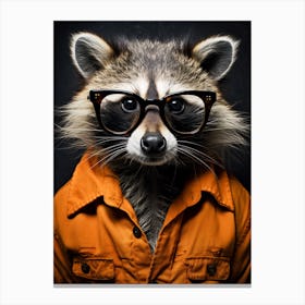 A Raccoon Wearing Glasses In The Style Of Jasper Johns 1 Canvas Print
