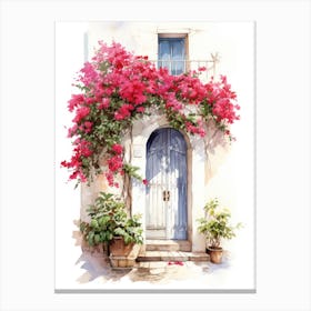Bari, Italy   Mediterranean Doors Watercolour Painting 3 Canvas Print