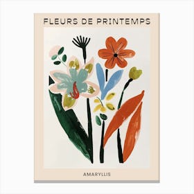 Spring Floral French Poster  Amaryllis 2 Canvas Print