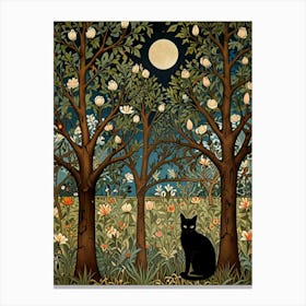 William Morris Black Cat In The Moonlight 11 Canvas Print