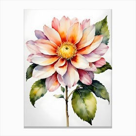 Dahlia Flower Watercolor Painting Canvas Print