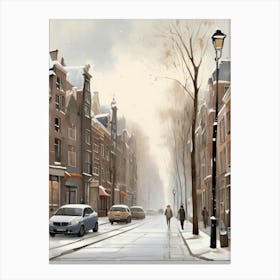 Winter Street In Amsterdam Canvas Print