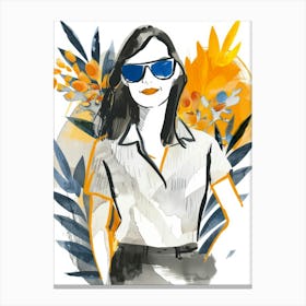 Illustration Of A Woman In Sunglasses 1 Canvas Print