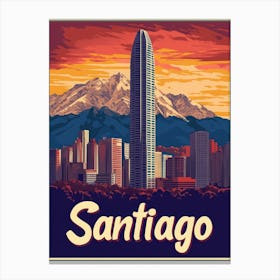 Aihrgdesign A Vintage Travel Poster Of Santiago 3 Canvas Print