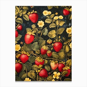 Strawberry Wallpaper Inspired By William Morris 1 Canvas Print