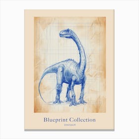 Dinosaur Blue Print Sketch 3 Poster Canvas Print