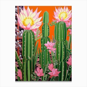 Mexican Style Cactus Illustration Chamaecereus Silvestrii Cactus 2 Canvas Print