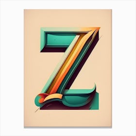Z, Letter, Alphabet Retro Drawing Canvas Print