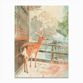 Nara Japan 3 Retro Illustration Canvas Print