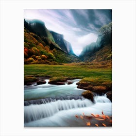 Waterfall In The Mountains 16 Canvas Print