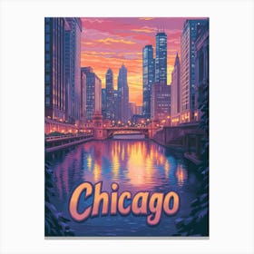 Aihrgdesign A Mid Century Modern Travel Poster For Chicago 5 Canvas Print