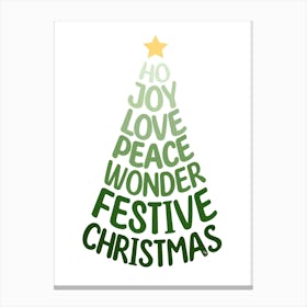 Green typography xmas Tree 1 Canvas Print