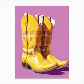 Cowgirl Boots Yellow And Purple 1 Canvas Print