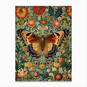 William Morris Butterfly On A Flower Canvas Print