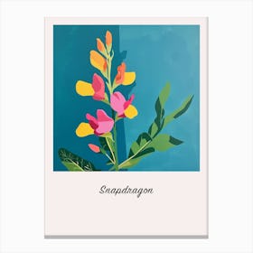 Snapdragon 3 Square Flower Illustration Poster Canvas Print