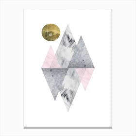 Pink and Grey Triangles Abstract Canvas Print