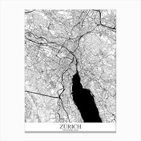 Zurich White Black Canvas Print