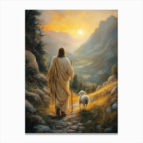 Jesus Walking With Sheep 2 Leinwandbild