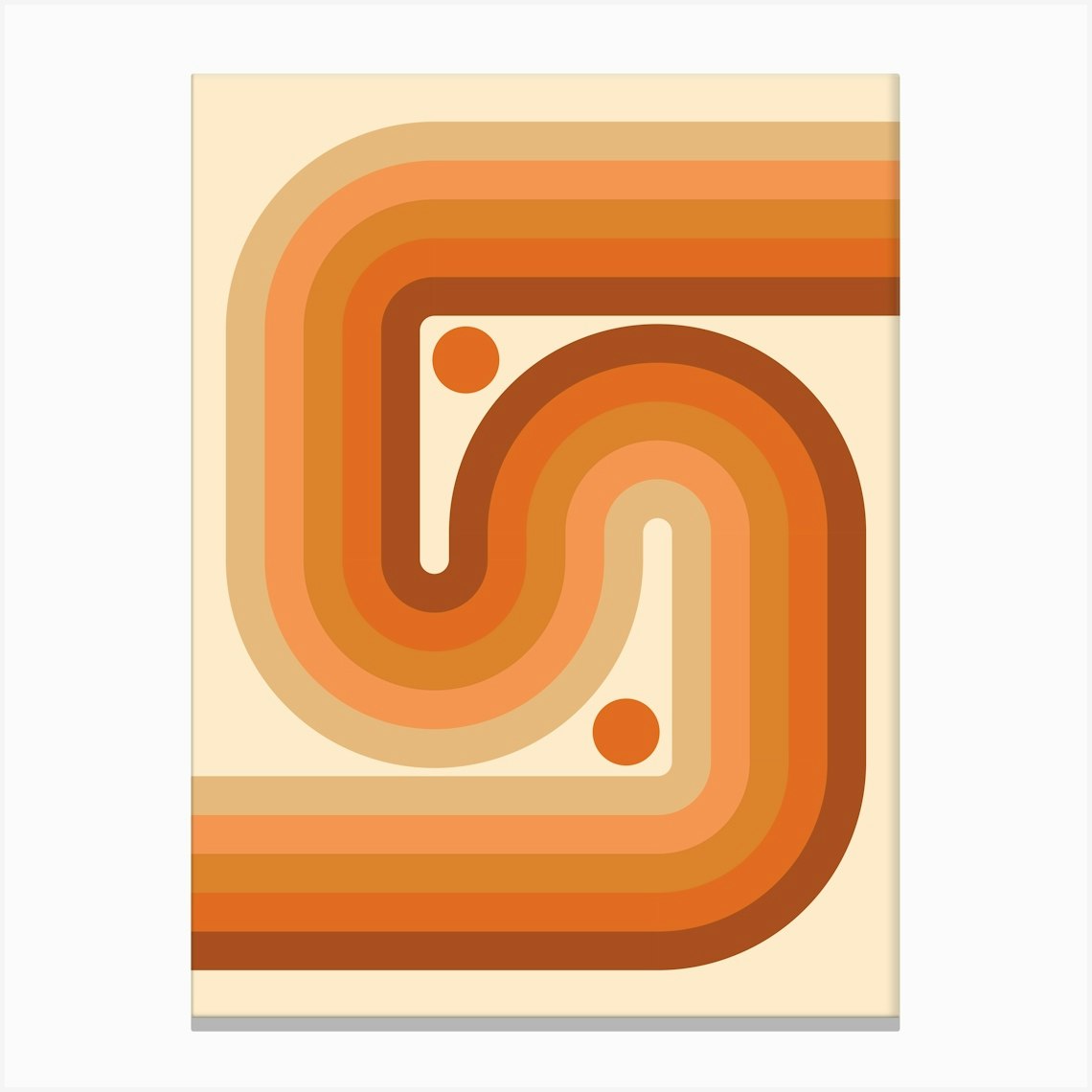 Geometric Rainbow Midcentury Modern Pattern Rustic Terracotta Wood Canvas Print by NineFlorals