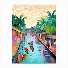 Floating Market Bangkok Thailand Travel Housewarming Painting Canvas Print