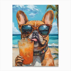 Whimsical Frenchies At The Bar 33 Canvas Print