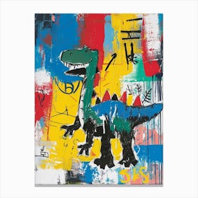Graffiti Primary Colours Dinosaur Canvas Print