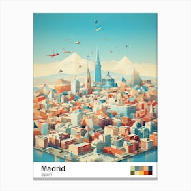 Madrid, Spain, Geometric Illustration 3 Poster Canvas Print