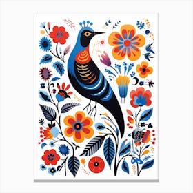 Scandinavian Bird Illustration Magpie 2 Canvas Print