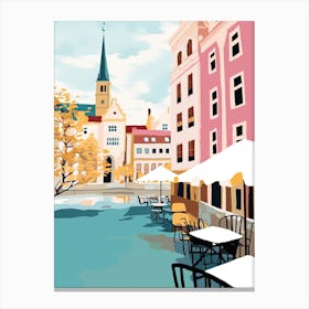 Helsingborg, Sweden, Flat Pastels Tones Illustration 4 Canvas Print