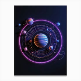 Default Neon Black Light Sgraffito Solar System 3d Illustratio 1 (5) Canvas Print