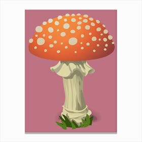 Mushroom On A Pink Background Canvas Print