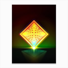Neon Geometric Glyph in Watermelon Green and Red on Black n.0279 Canvas Print