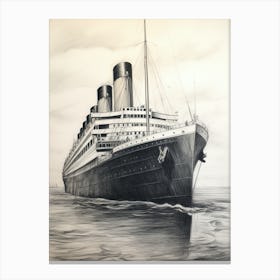 Titanic Ship Charcoal 1 Canvas Print