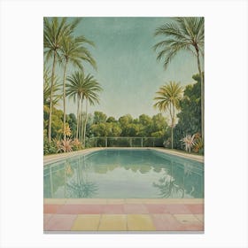 Pool With Palm Trees Canvas Print