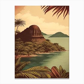 Komodo Island Indonesia Vintage Sketch Tropical Destination Canvas Print