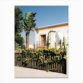 White House & tropical garden // Ibiza Travel Photography Canvas Print