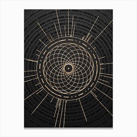 Geometric Glyph Abstract in Gold with Radial Array Lines on Dark Gray n.0016 Canvas Print
