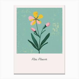 Flax Flower 1 Square Flower Illustration Poster Canvas Print