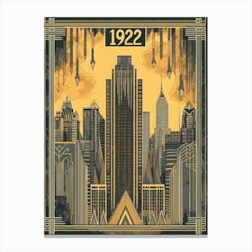 Aihrgdesign A Vintage Poster Showcasing Art Deco Architecture 29ab8674 B2e7 40c7 Abd3 Cc0a1d29ae62 1 Canvas Print