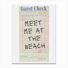 Meet Me At The Beach Guest Check Black Canvas Print