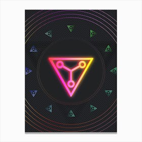 Neon Geometric Glyph in Pink and Yellow Circle Array on Black n.0020 Canvas Print