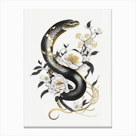 Chinese Cobra Snake Gold And Black Canvas Print