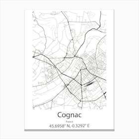 Cognac,France Minimalist Map Canvas Print