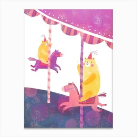 Bears On Carousel Canvas Print