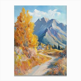 Mountain Oil Painting Landscape, Autumn In The Mountains Canvas Print