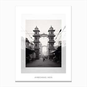 Poster Of Ahmedabad, India, Black And White Old Photo 3 Canvas Print