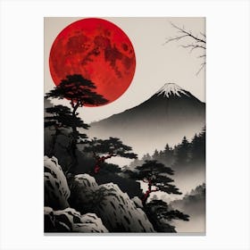 Red Moon Mountain Japan Canvas Print