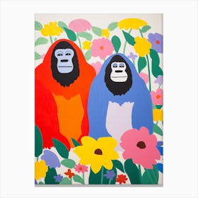 Colourful Kids Animal Art Mountain Gorilla 4 Canvas Print