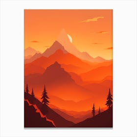 Misty Mountains Vertical Background In Orange Tone 25 Canvas Print