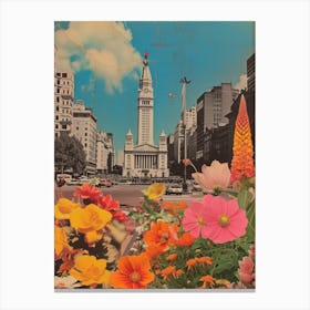 Buenos Aires   Floral Retro Collage Style 4 Canvas Print